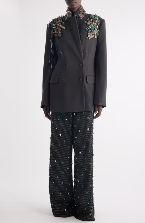 Dries Van Noten Penn Crystal Embellished Wide Leg Pants In Multi