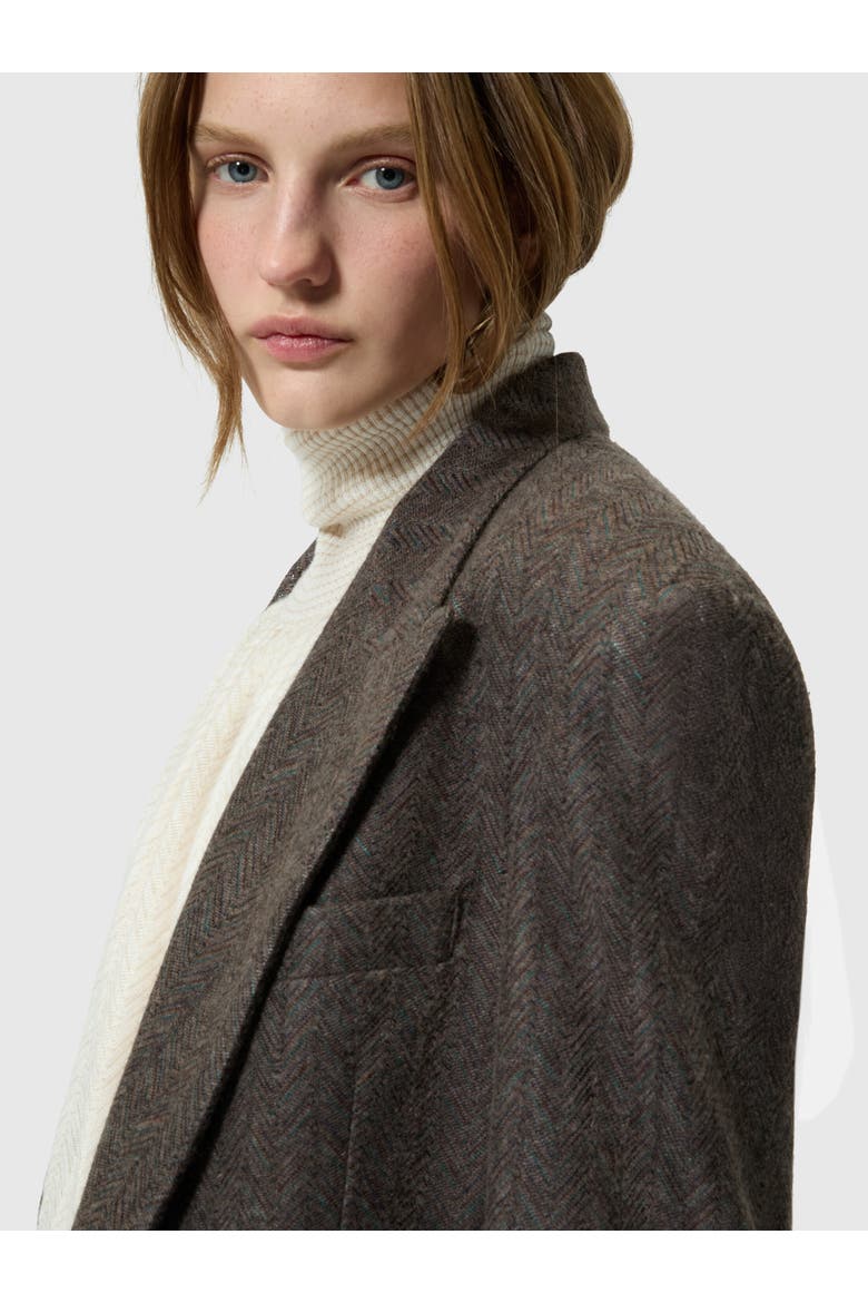 Peak-lapel Blazer, Alternate, color, Brown