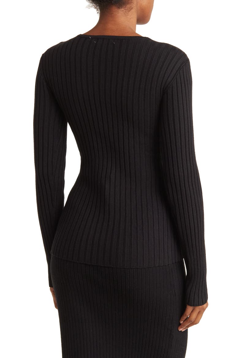 Wrap Ribbed Sweater, Alternate, color, BLACK