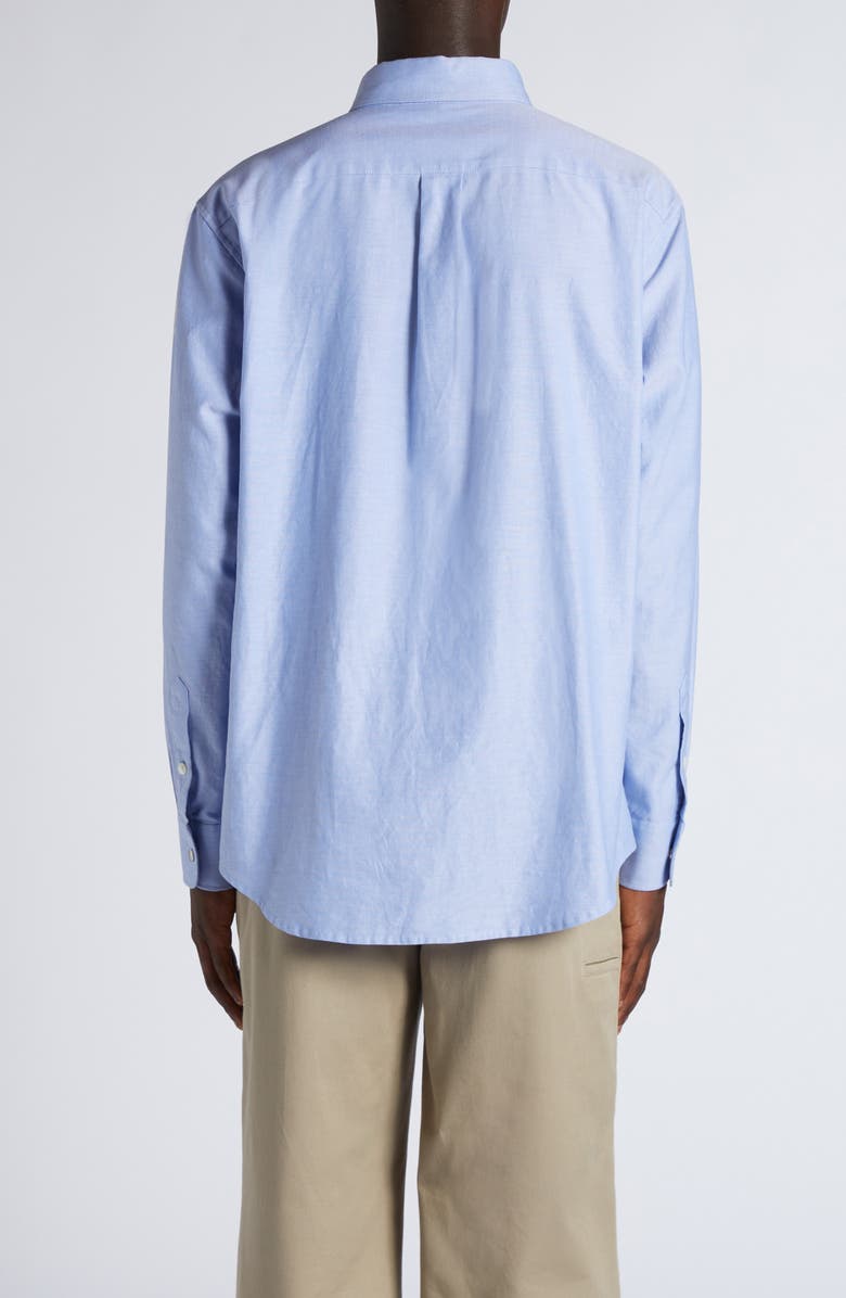 Moncler Archive Logo Patch Cotton Button-Down Shirt, Alternate, color, 