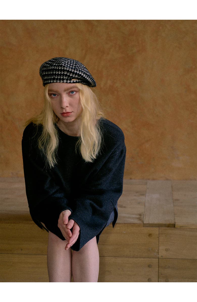 Lost Pattern "Houndstooth" Wool-Cashmere Beret Hat, Alternate, color, 