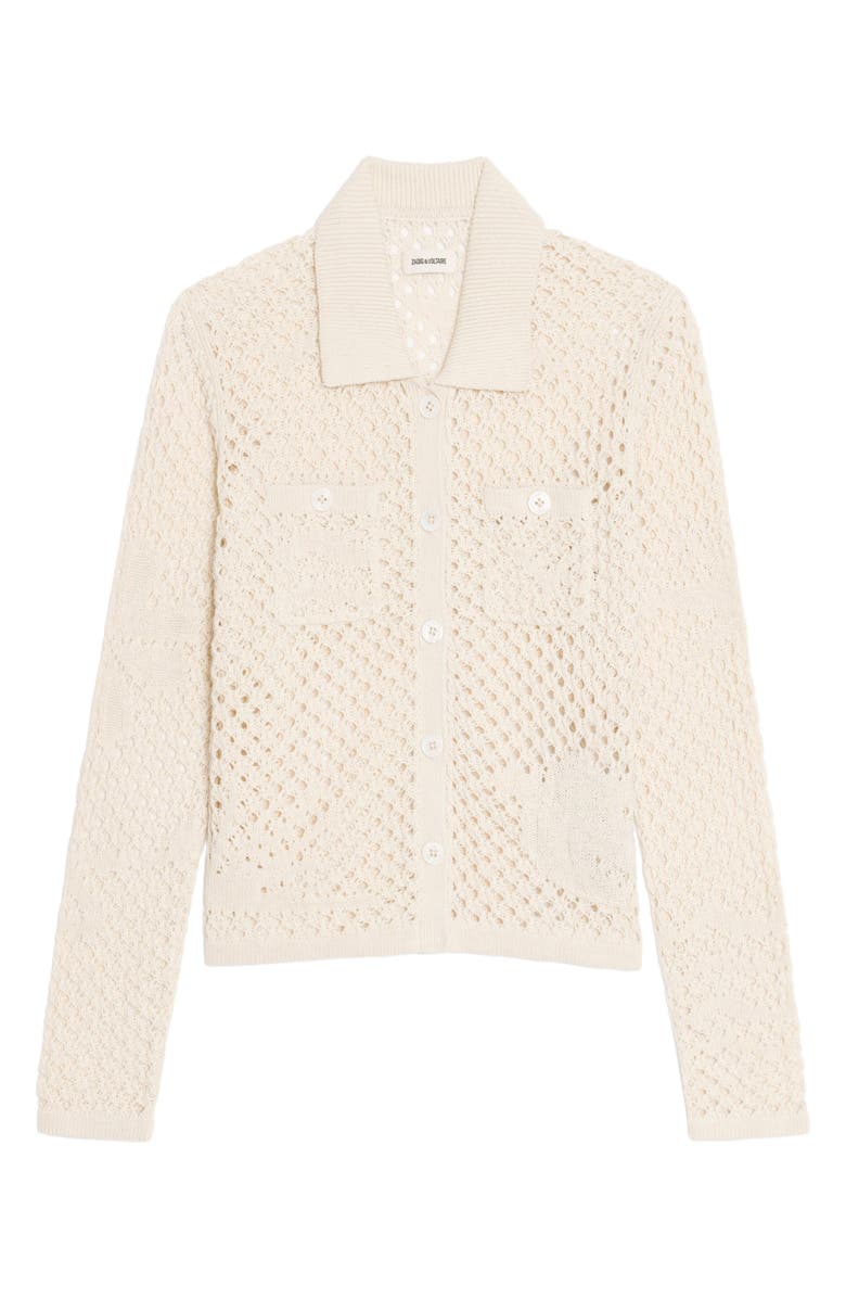 Zadig & Voltaire Voltyz Open Stitch Button Front Shirt, Alternate, color, Ecru