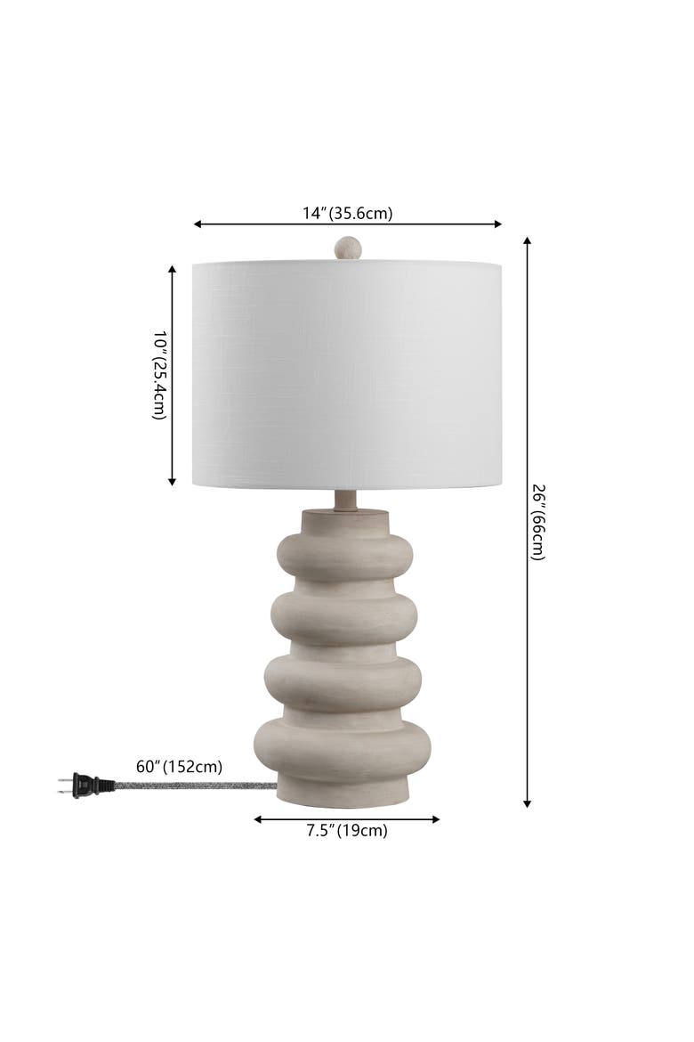 Juniper 26" Modern Minimalist Resin Stacked Ovoid LED Lamp, Alternate, color, Antique White