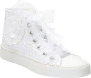 Forever & Always Shoes Mariselle Pearl Lace Bridal High Top Sneaker