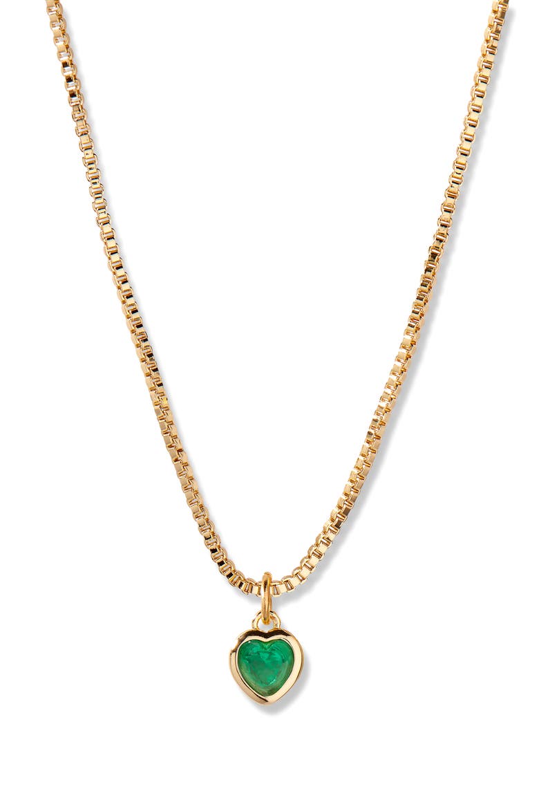 Mackenzie Birthstone Heart Pendant Necklace, Main, color, GOLD/ MAY
