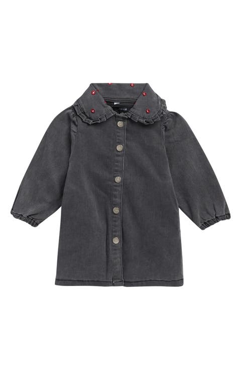Emrboidered Flower Long Sleeve Denim Dress (Baby)