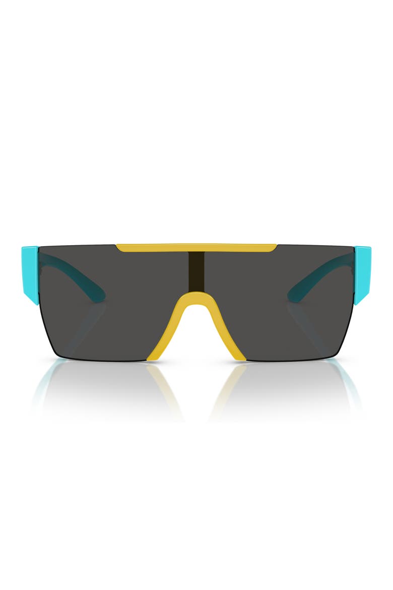 Kids' 28mm Flat Top Shield Sunglasses, Main, color, YELLOW / DARK GREY