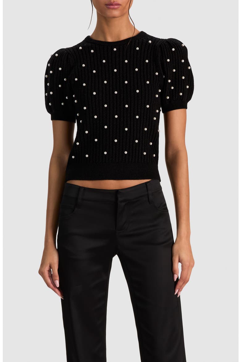 Chase Puff Sleeve Sweater, Main, color, BLACK/ SOFT WHITE