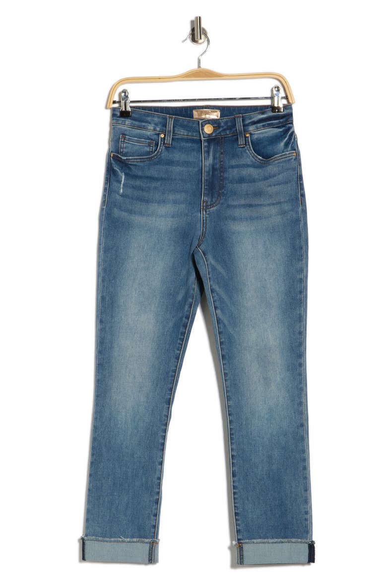 Frayed Crop Slim Straight Leg Jeans, Alternate, color, GLOBAL W/ MEDIUM