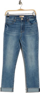 KUT from the Kloth Frayed Crop Slim Straight Leg Jeans