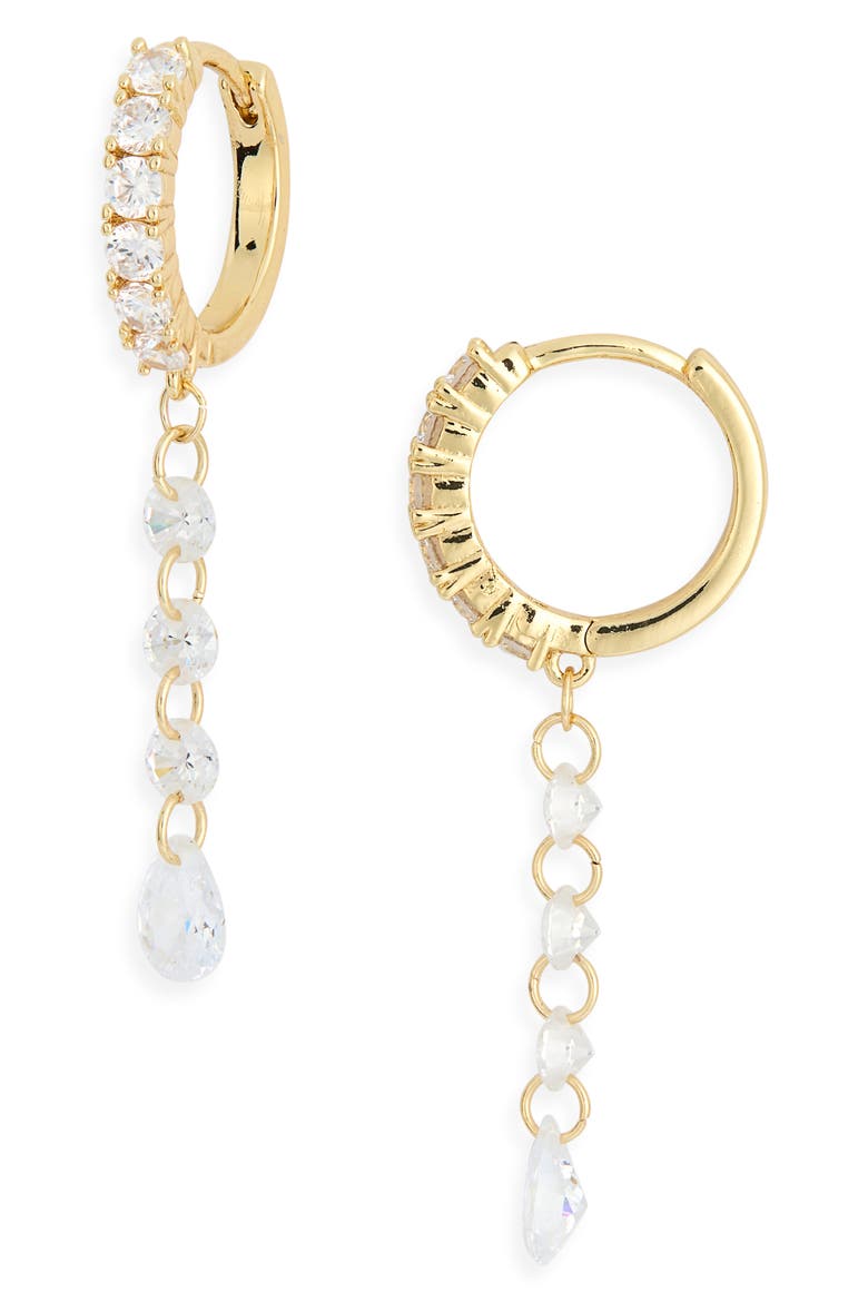Cubic Zirconia Drop Earrings, Main, color, CLEAR- GOLD