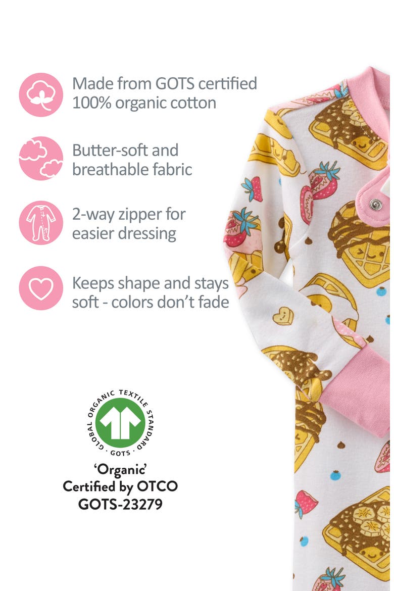 Cruz One-Piece Organic Cotton Footie Pajamas, Alternate, color, WAFFLING ON