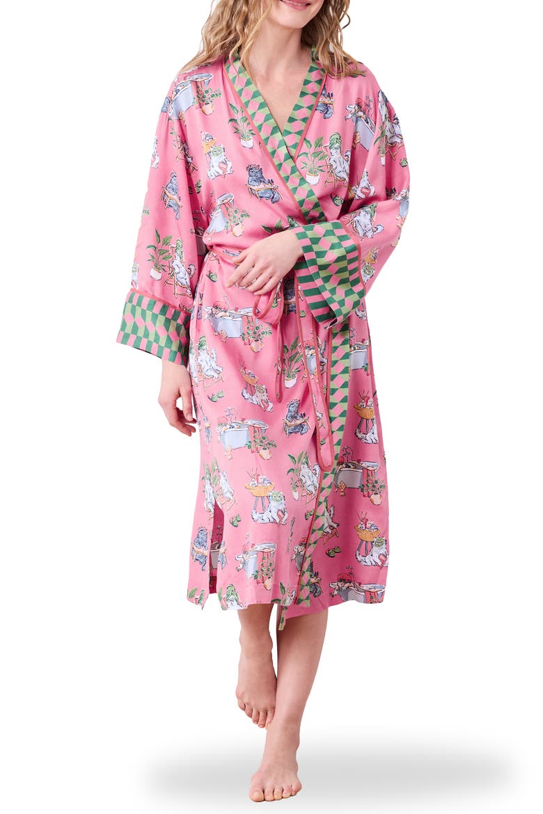 Satin Robe, Main, color, PINK POLISH