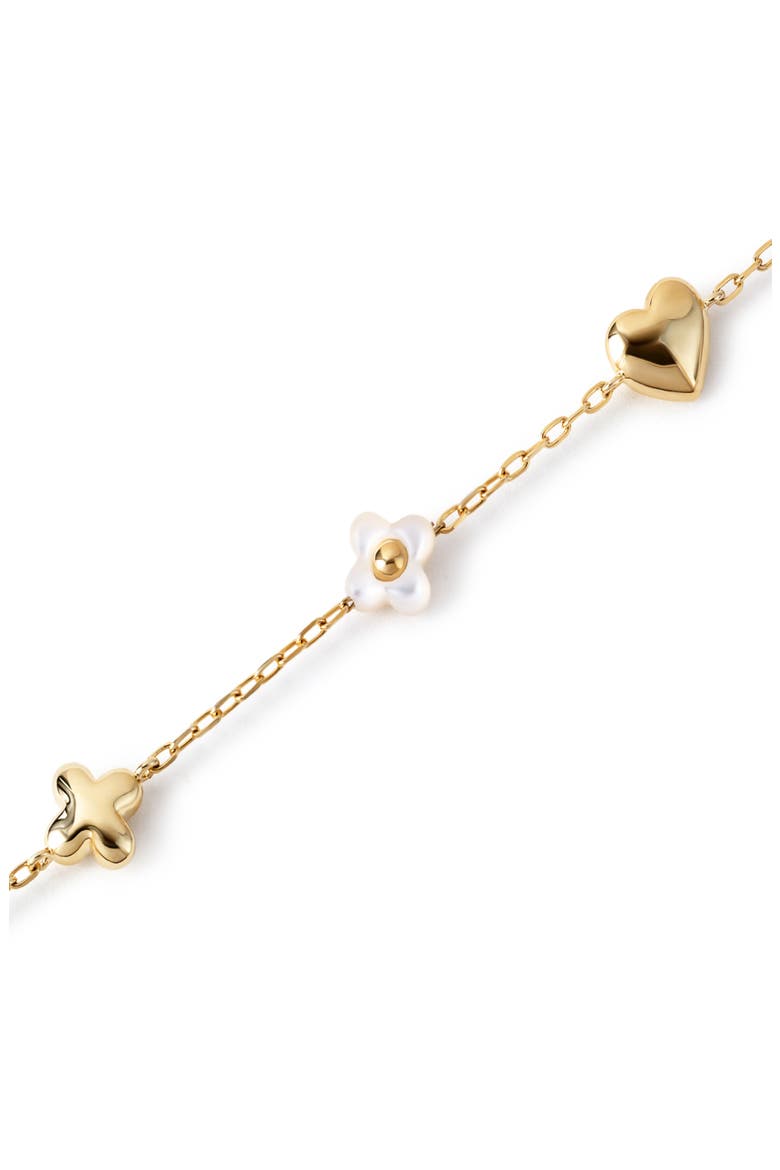 Azura Heart & Flower Station Bracelet, Alternate, color, GOLD / WHITE