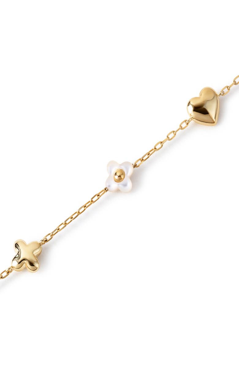 Ana Luisa Azura Heart & Flower Station Bracelet, Alternate, color, Gold / White