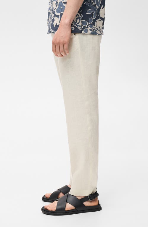 Mango Slim Fit Flat Front Linen Pants In White