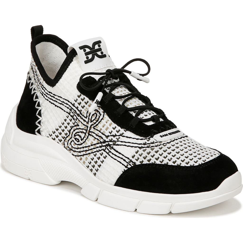 Sam Edelman Chelsie Lace Up Knit Sneaker Black Multi Knit In Black Multi