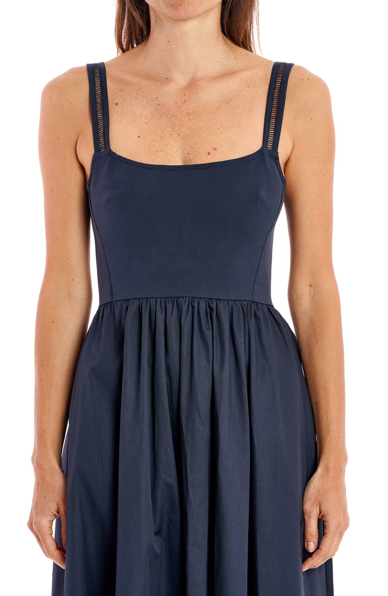 La Ligne Ladder Stitch Handkerchief Hem Cotton Poplin Dress, Alternate, color, 