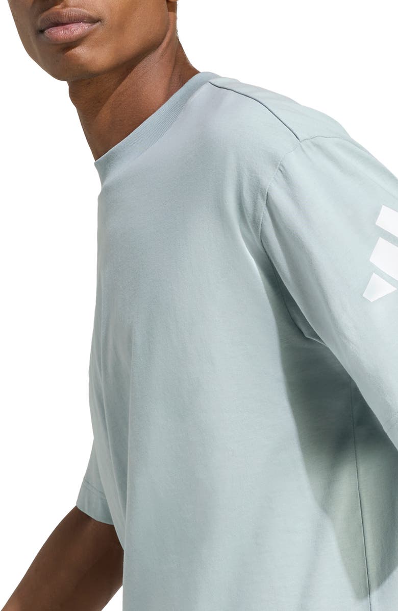 adidas Essentials Loose Fit 3-Bar Logo T-Shirt, Alternate, color, Wonder Sage/ White