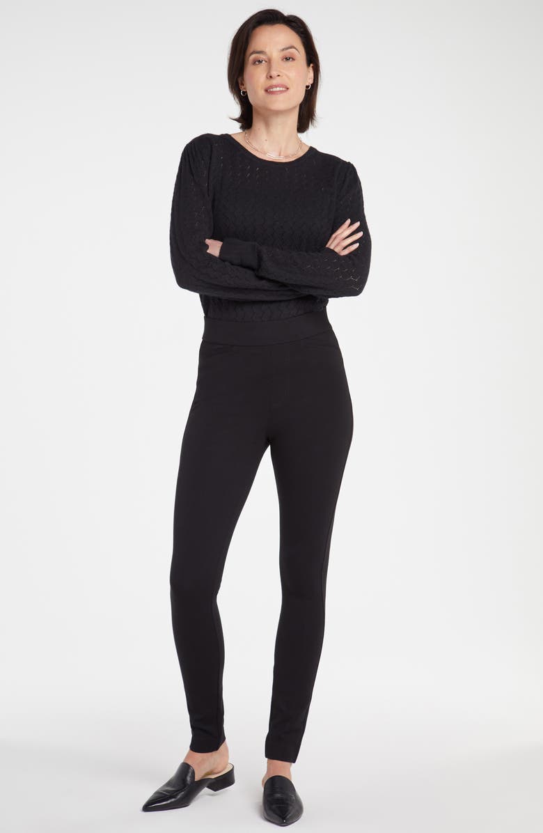 NYDJ High Waist Back Slit Pull-On Skinny Pants, Alternate, color, Black