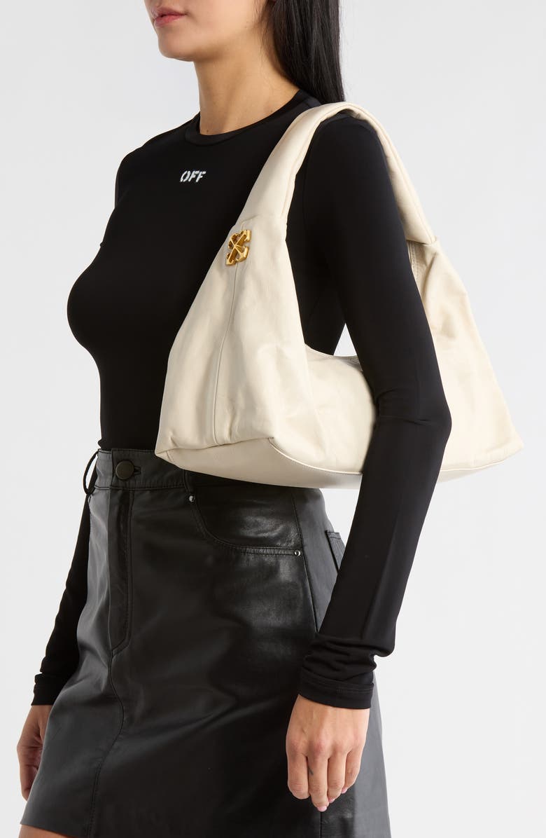 Off-White Arcade Leather Shoulder Bag, Alternate, color, Dust