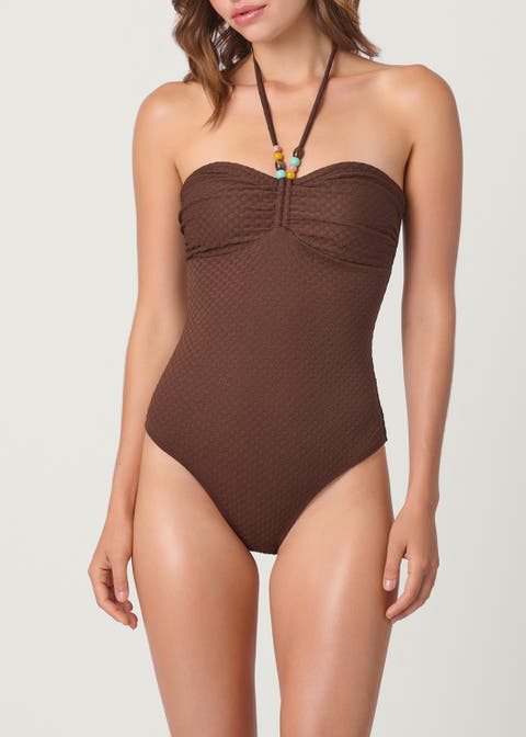 Checkered Texture Cinched One Piece