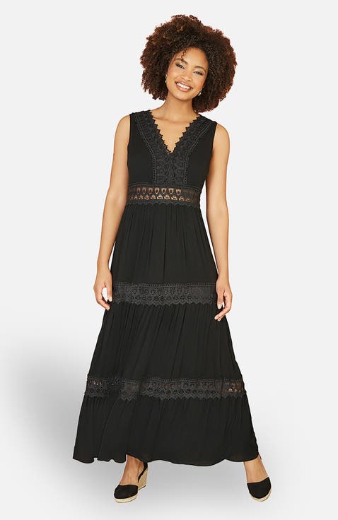 Lace Trim Cotton Maxi Sun Dress