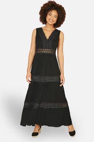 Yumi Lace Trim Cotton Maxi Sun Dress