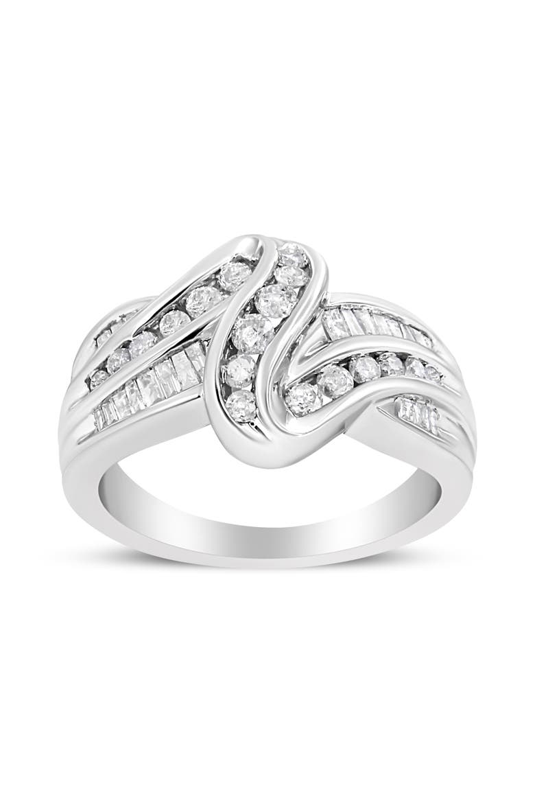 10K White Gold Ring 3/4 Ctw Diamond Bypass Ring, Main, color, White Gold