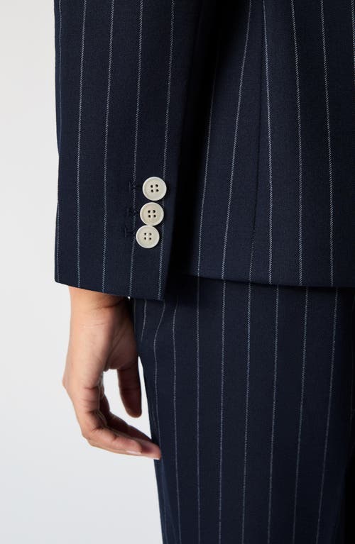 Shop Lk Bennett Baxtor Pinstripe Double Breasted Blazer In Navy