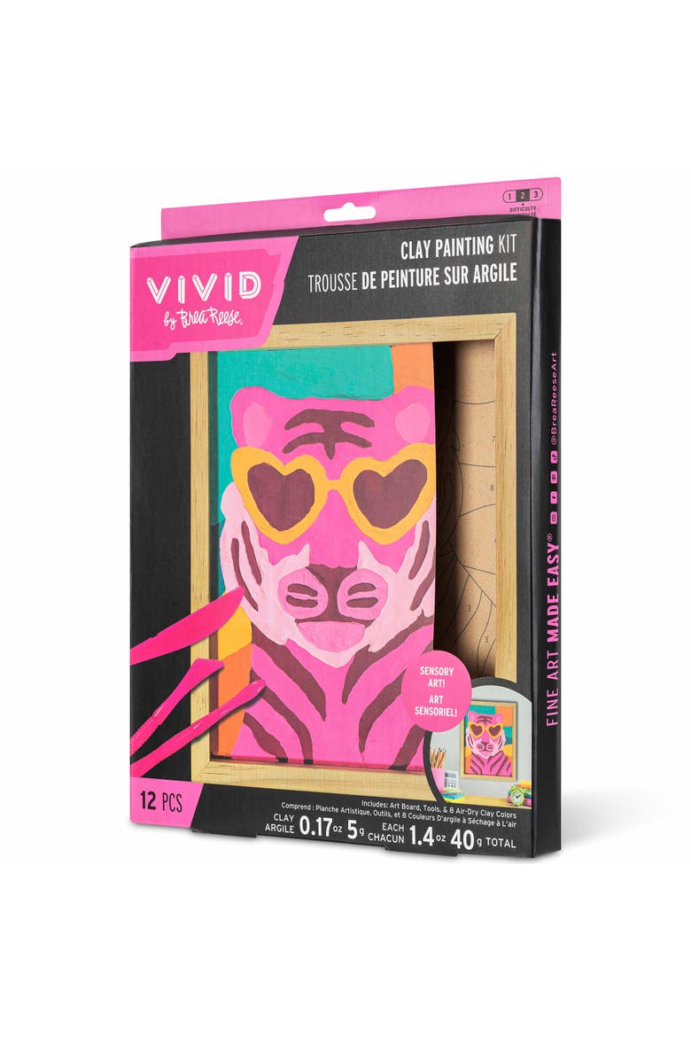 Vivid by Brea Reese, Clay Painting Art Kit, Wild Tiger, DIY Clay By Number, Alternate, color, Multicolored