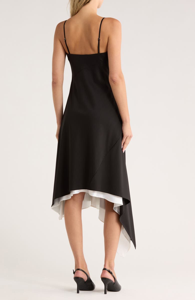 Helmut Lang Asymmetric Scarf Hem Virgin Wool Dress, Alternate, color, Black