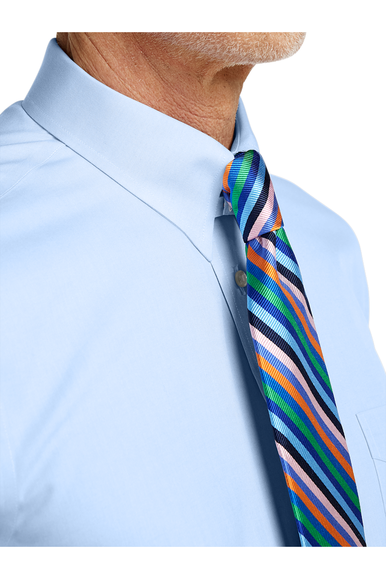 Non-iron Cotton Pinpoint Solid Snap Tab Collar Dress Shirt, Alternate, color, Blue
