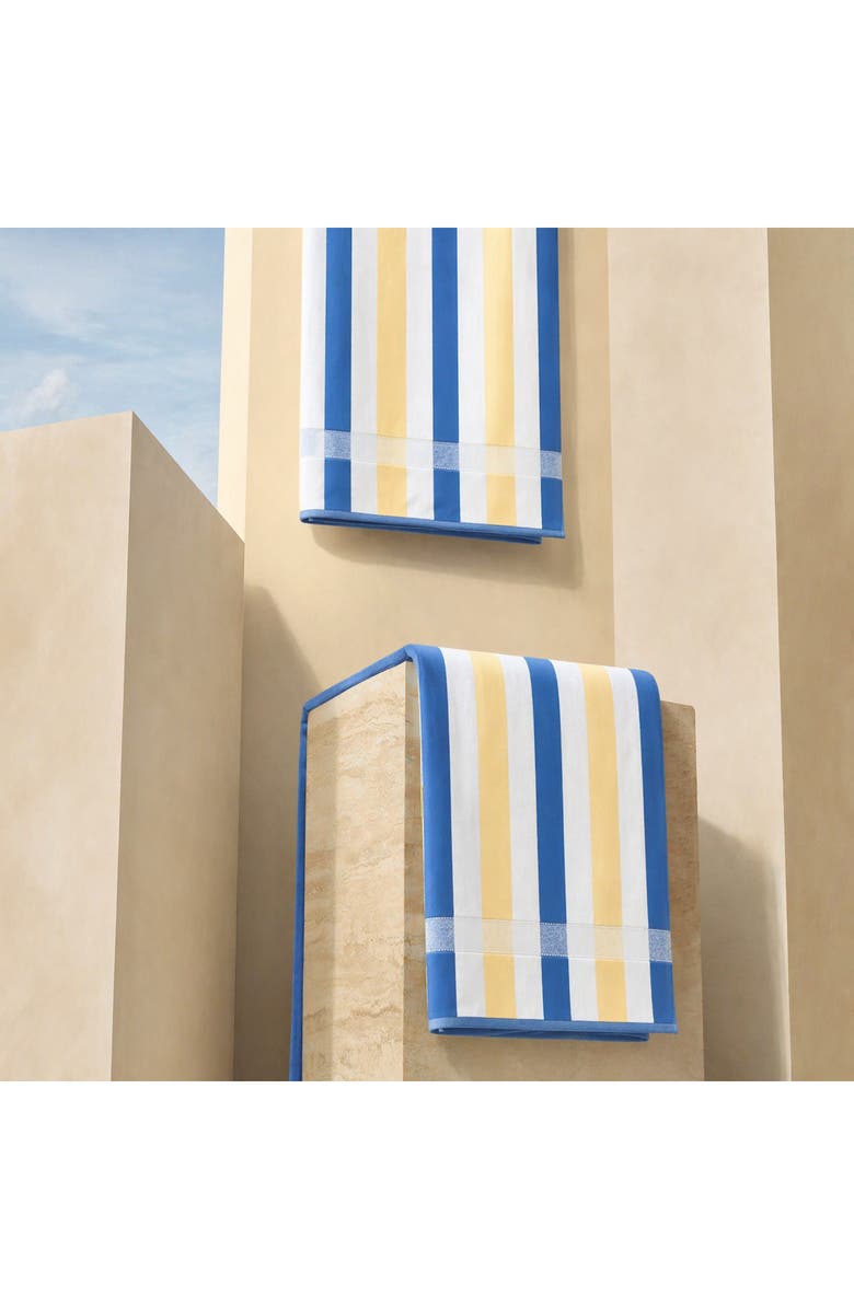 Calvin Klein Pop Color Stripe Beach Towel, Alternate, color, Blue/Yellow