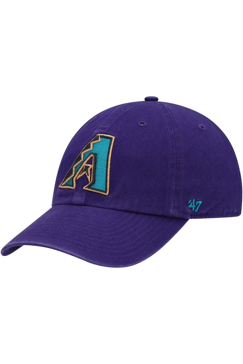 Men's '47 Purple Arizona Diamondbacks Logo Cooperstown Collection Clean Up Adjustable Hat, Main, color, Purple