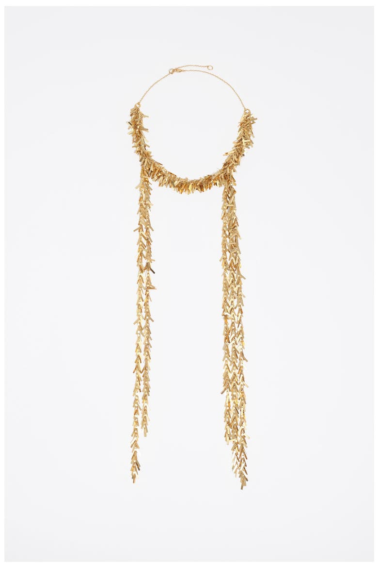 Metal Chain Necklace With Fringe, Main, color, GOLD
