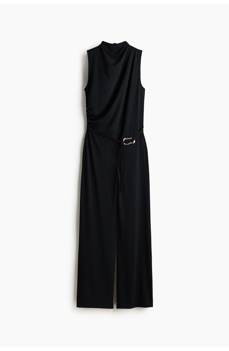 H&M Draped Jumpsuit, Main, color, Black