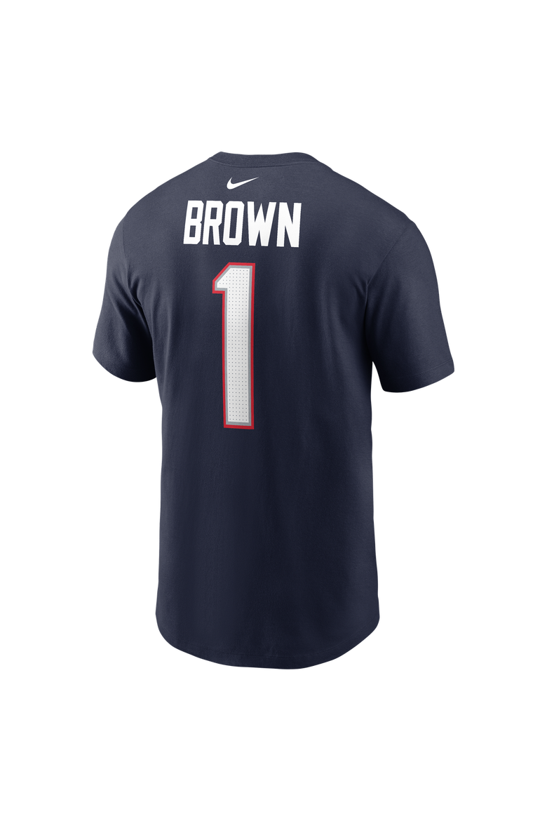 Men's Nike A.J. Brown Navy New England Patriots Name & Number T-Shirt, Alternate, color, Navy