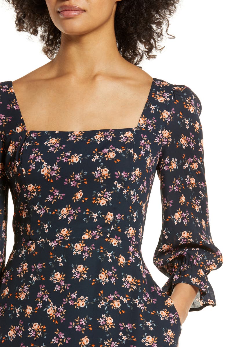 Julia Jordan Floral Bell Sleeve Midi Dress, Alternate, color, 