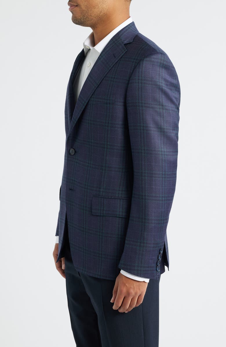 Heritage Gold Milano Contemporary Fit Purple Plaid Super 130s Wool Sport Coat, Alternate, color, Purple