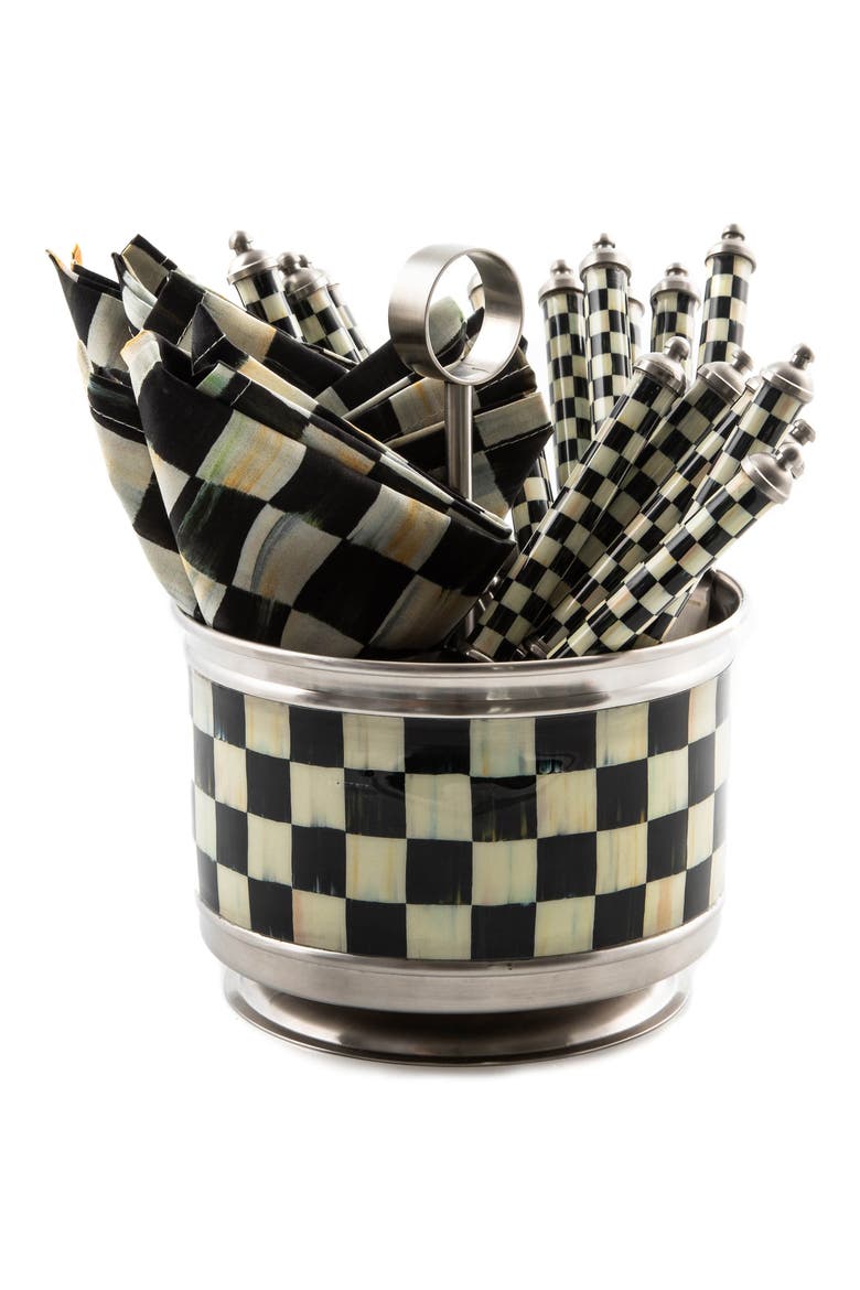 Courtly Check Supper Club Flatware Caddy, Alternate, color, BLACK/ WHITE