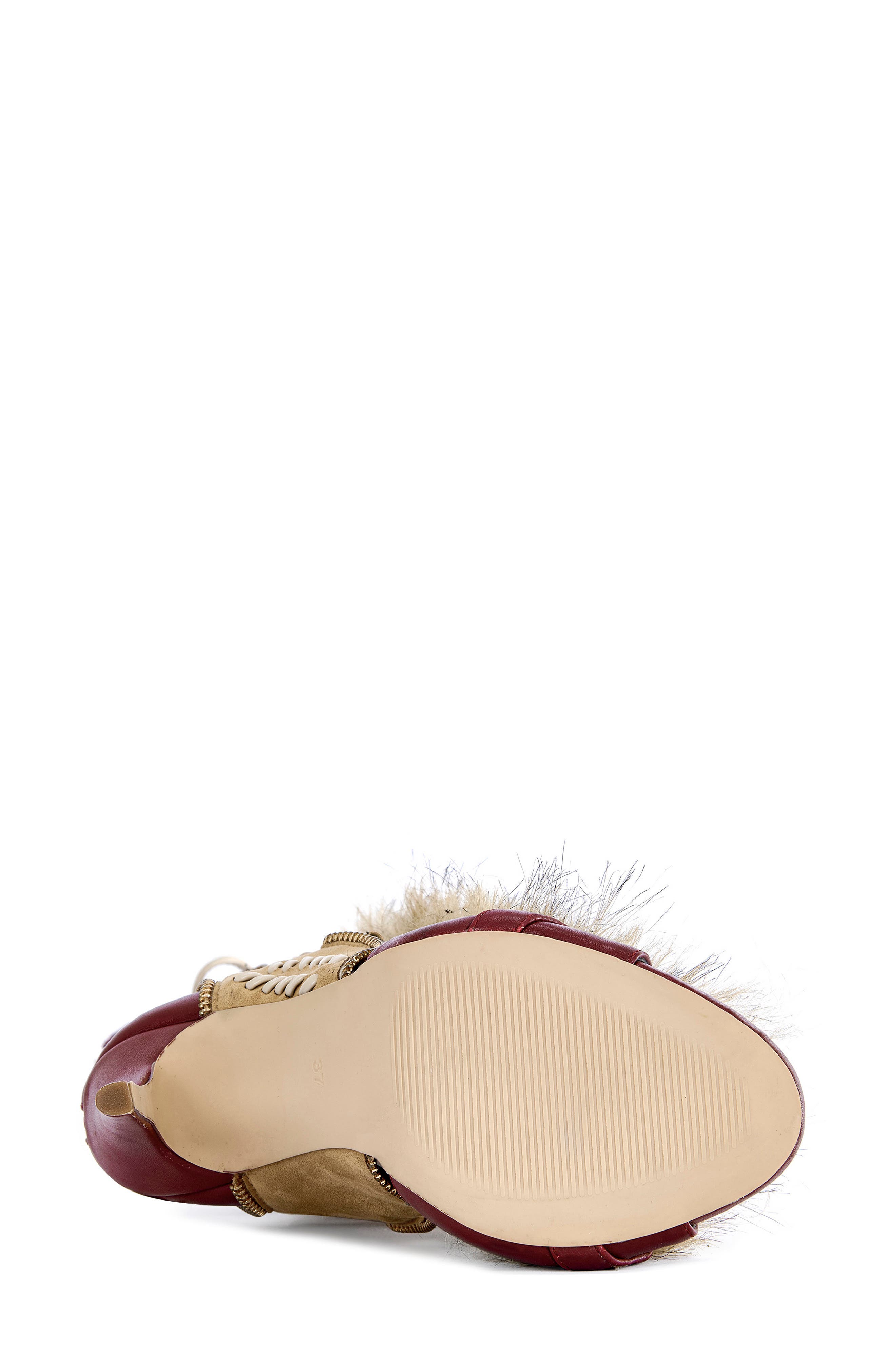 AZALEA WANG Shaine Open Toe Boot, Alternate, color, Beige/ Red