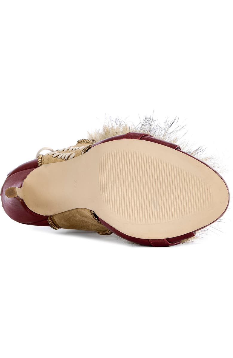 AZALEA WANG Shaine Open Toe Boot, Alternate, color, Beige/ Red