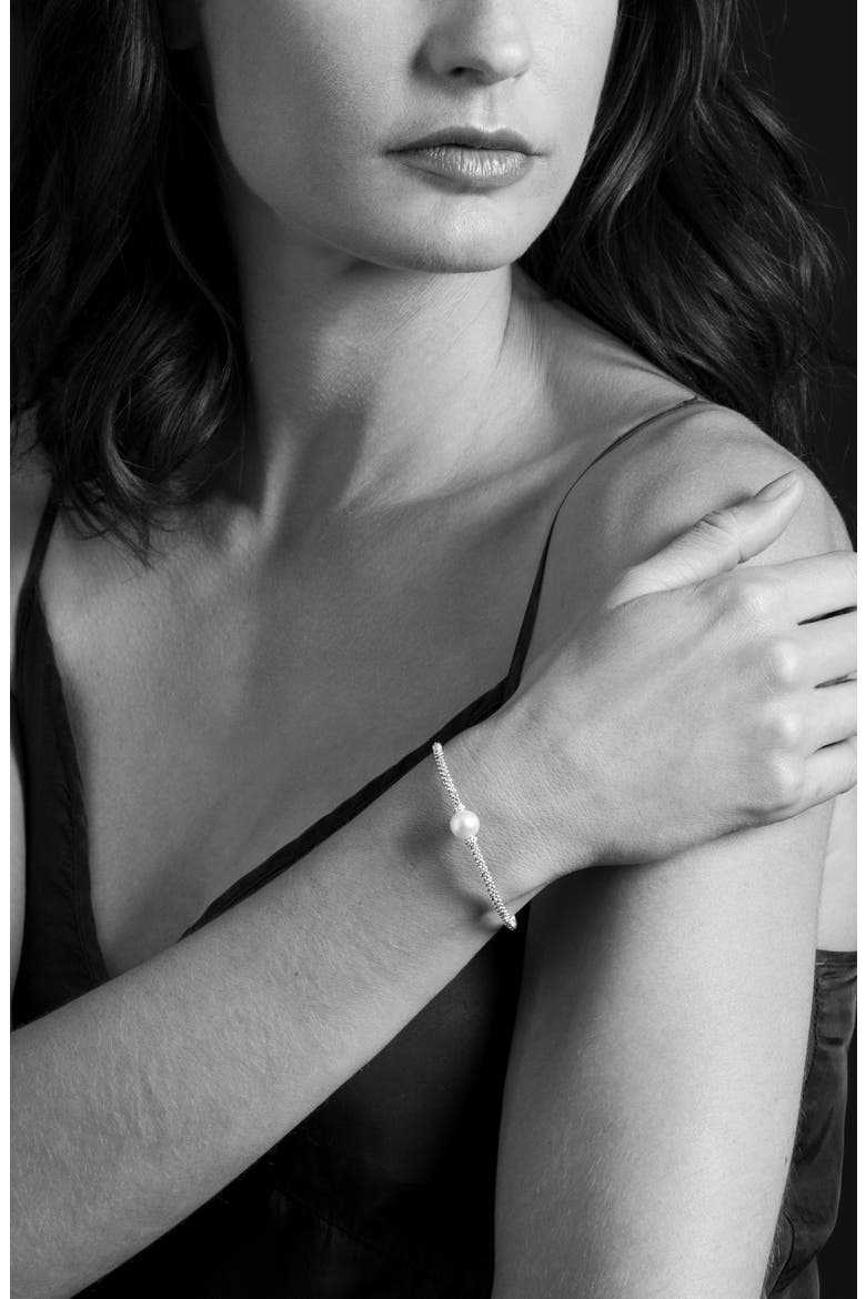 Luna Pearl Single Station Caviar Bracelet, Alternate, color, SILVER/ PEARL