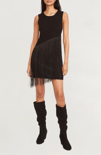 The Good Journey Fringe Trim Mini Dress In Brown