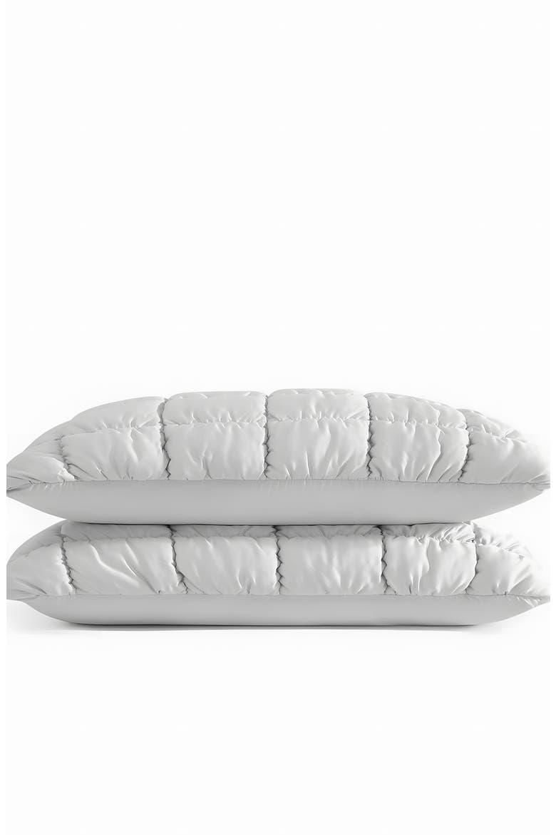 Puff Squares Set of 2 Pillow Shams, Alternate, color, PEARL GRAY