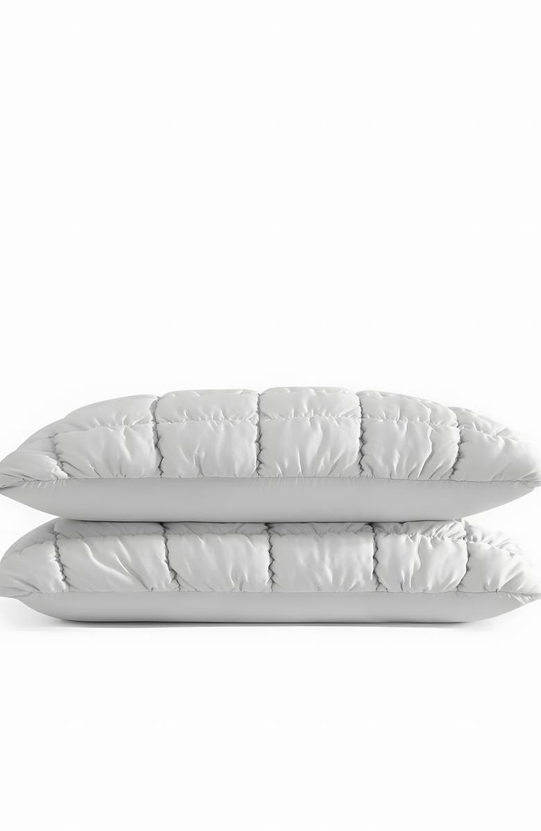 Sunday Citizen Puff Squares Set of 2 Pillow Shams, Alternate, color, Pearl Gray
