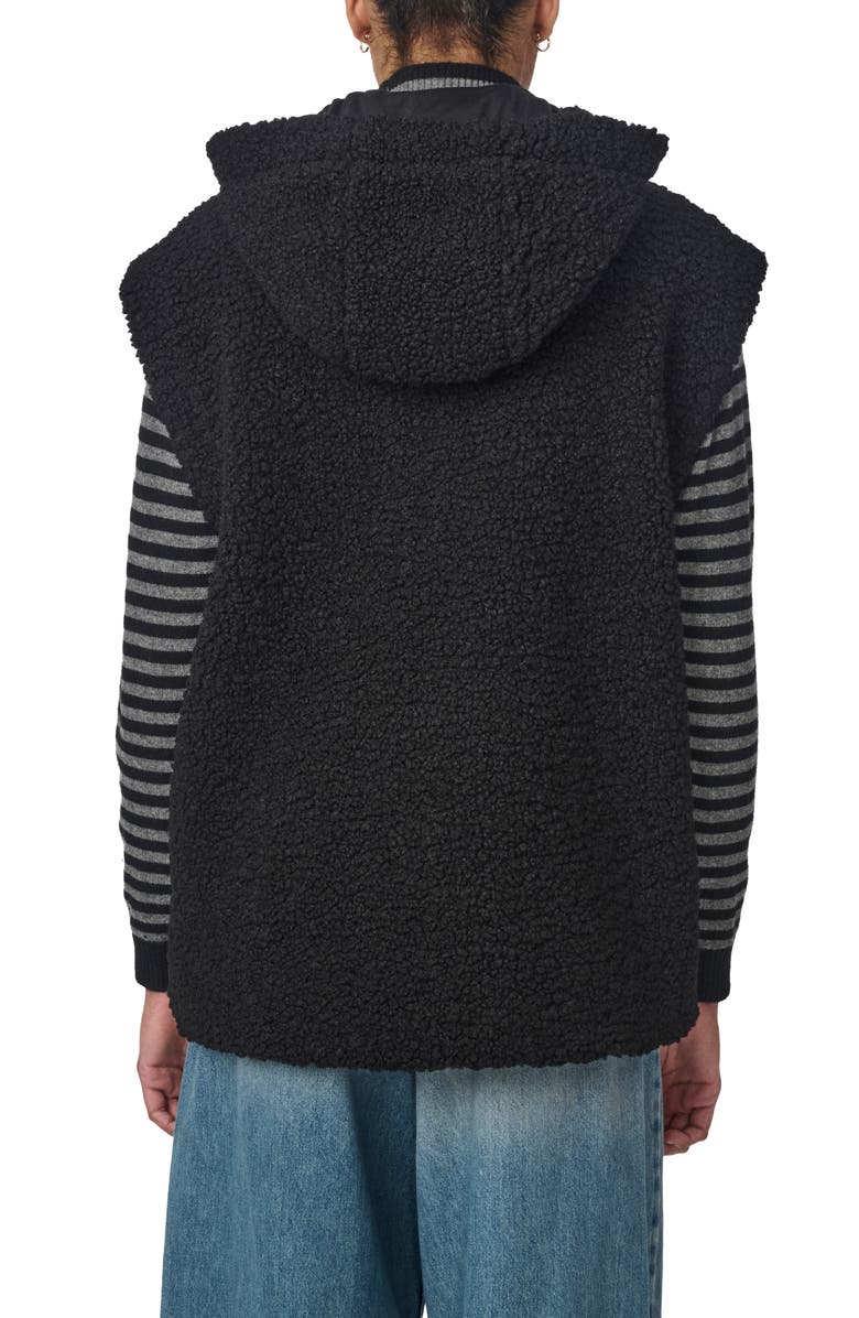 Bernardo Faux Shearling Hooded Vest, Alternate, color, Black