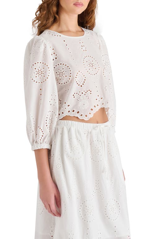 Steve Madden Meera Eyelet Embroidered Cotton Crop Top In Antique