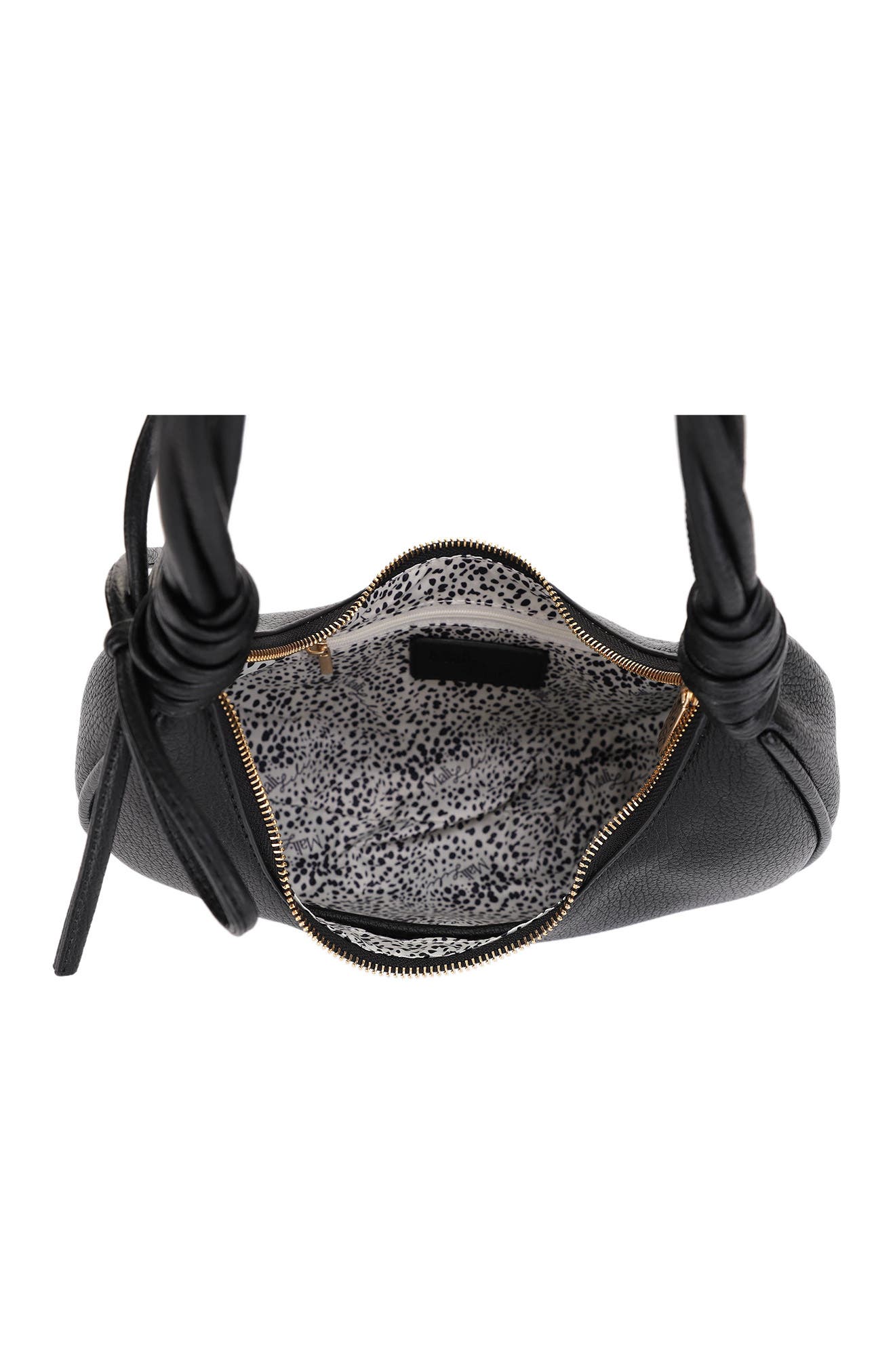 Mali + Lili Brianna Soft Bow Faux Leather Crescent Shoulder Bag, Alternate, color, Black